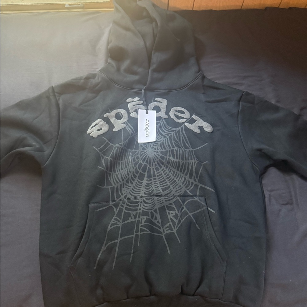 Sp5der’s Men's Black Hoodie with Web Graphic